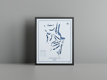 Aboyne Golf Club golf course print, blue frame