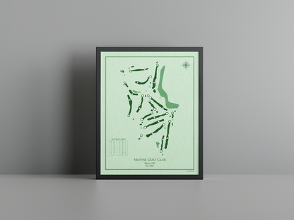 Aboyne Golf Club golf course print, green frame