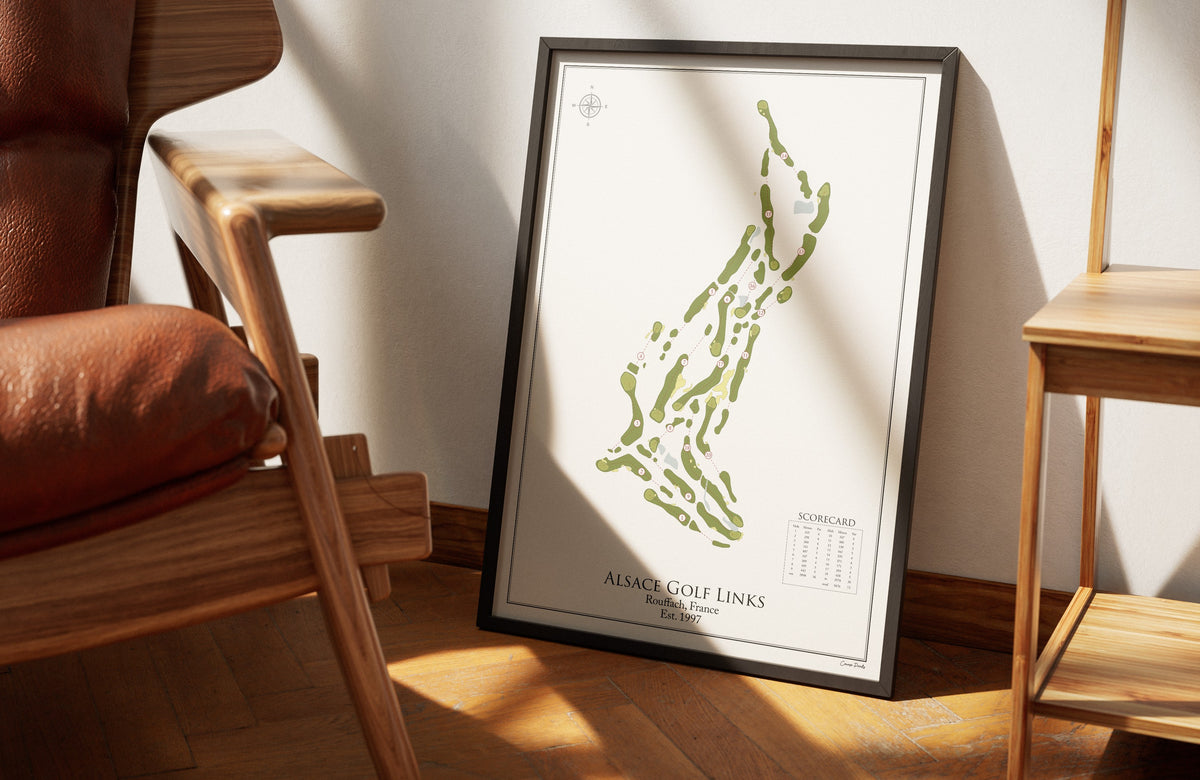 Alsace Golf Links golf course print, framed 50x70 black frame
