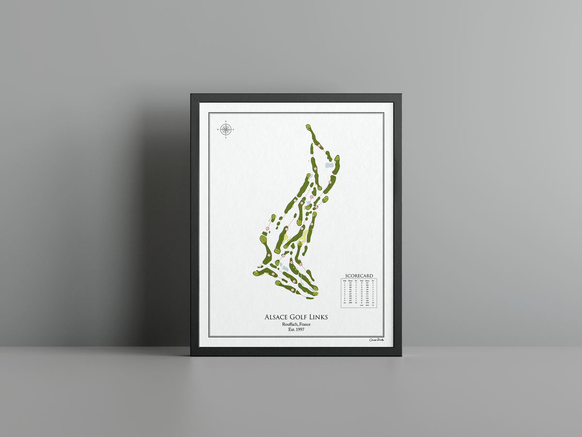 Alsace Golf Links golf course print, white frame