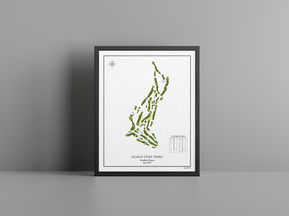 Alsace Golf Links golf course print, white frame