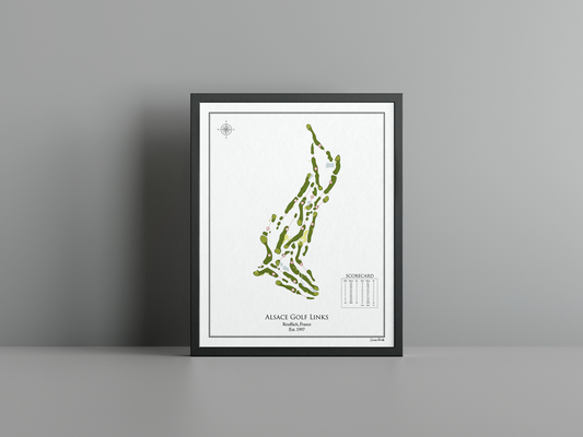 Alsace Golf Links golf course print, white frame