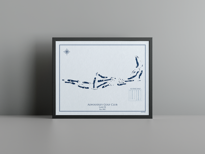 Alwoodley Golf Club golf course print, blue frame