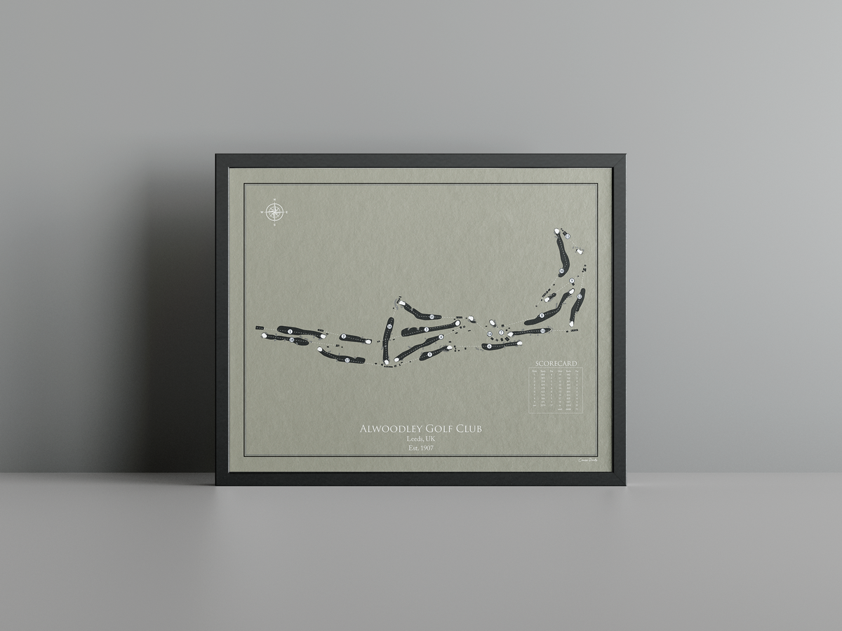 Alwoodley Golf Club golf course print, brown frame