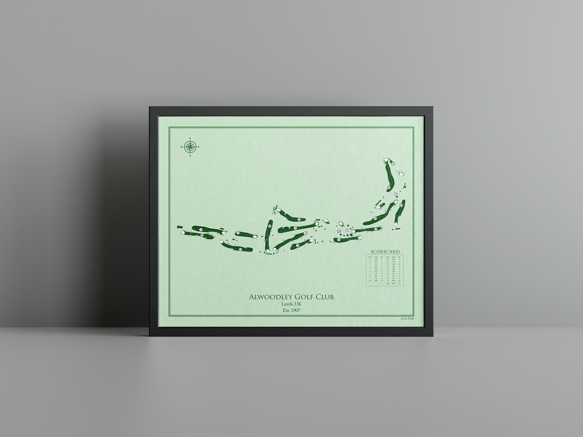 Alwoodley Golf Club golf course print, green frame