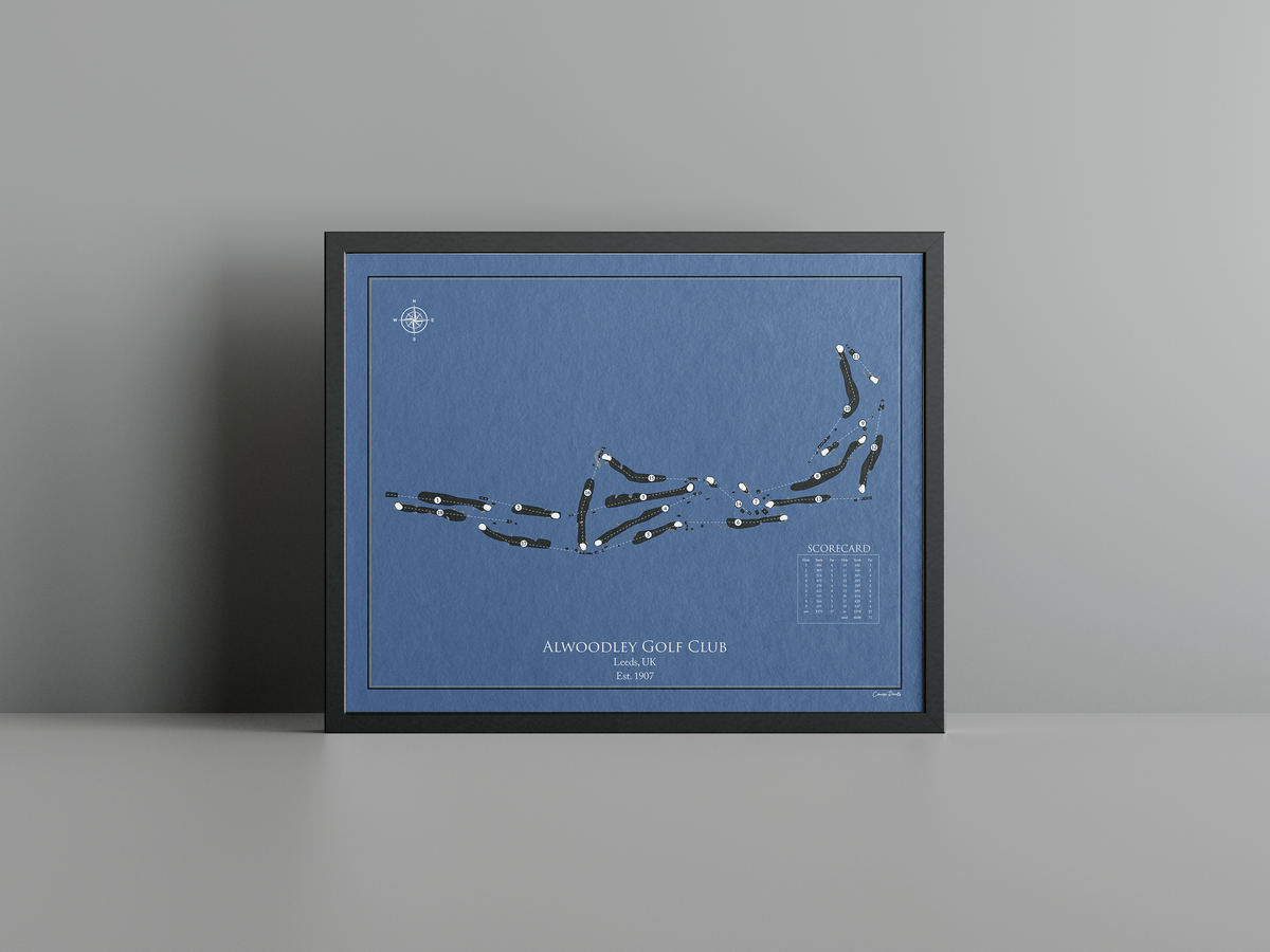 Alwoodley Golf Club golf course print, navy frame