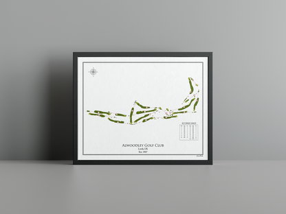 Alwoodley Golf Club golf course print, white frame