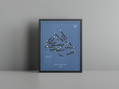 Alyth Golf Club golf course print, navy frame