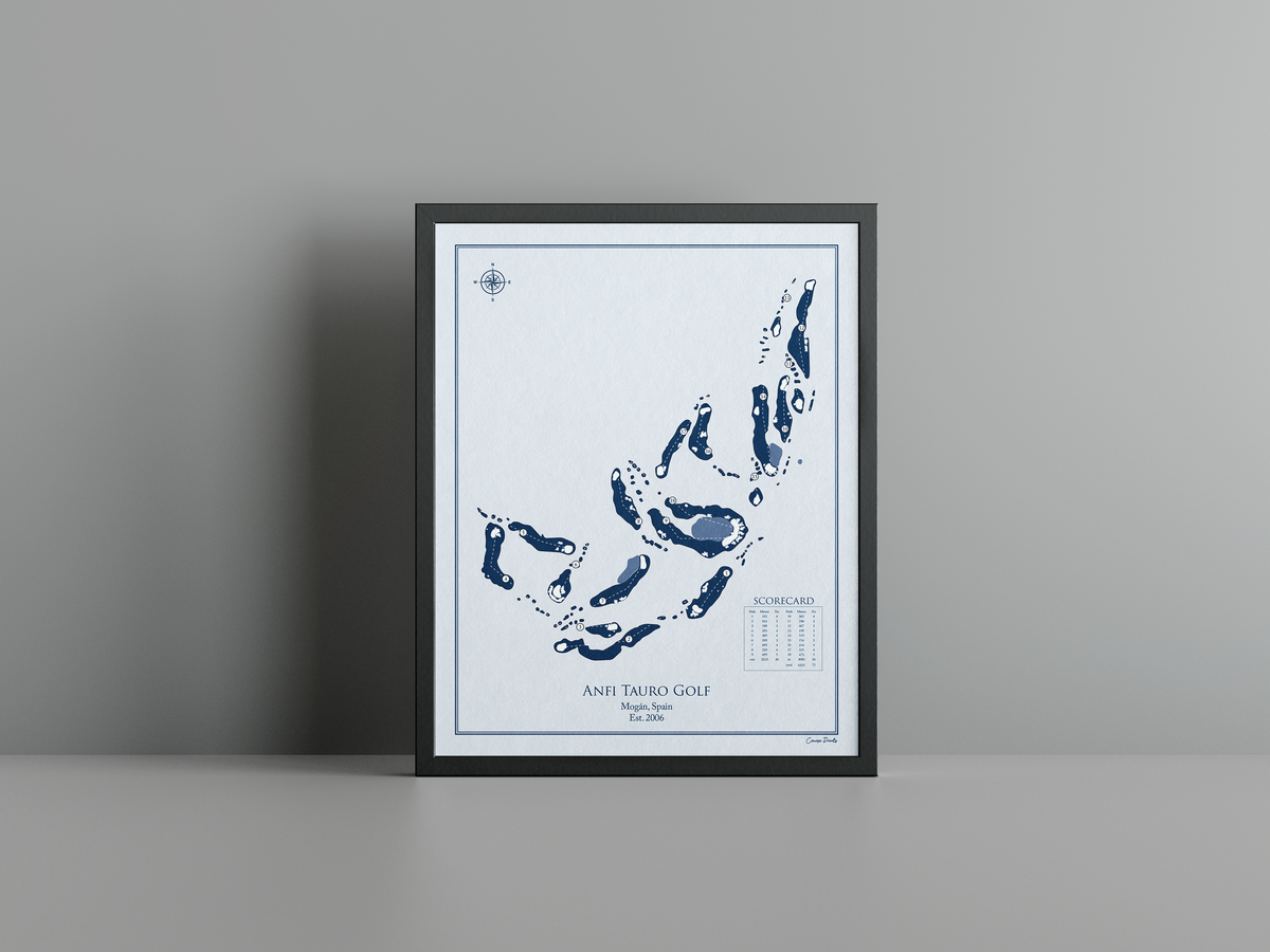 Anfi Tauro Golf golf course print, blue frame