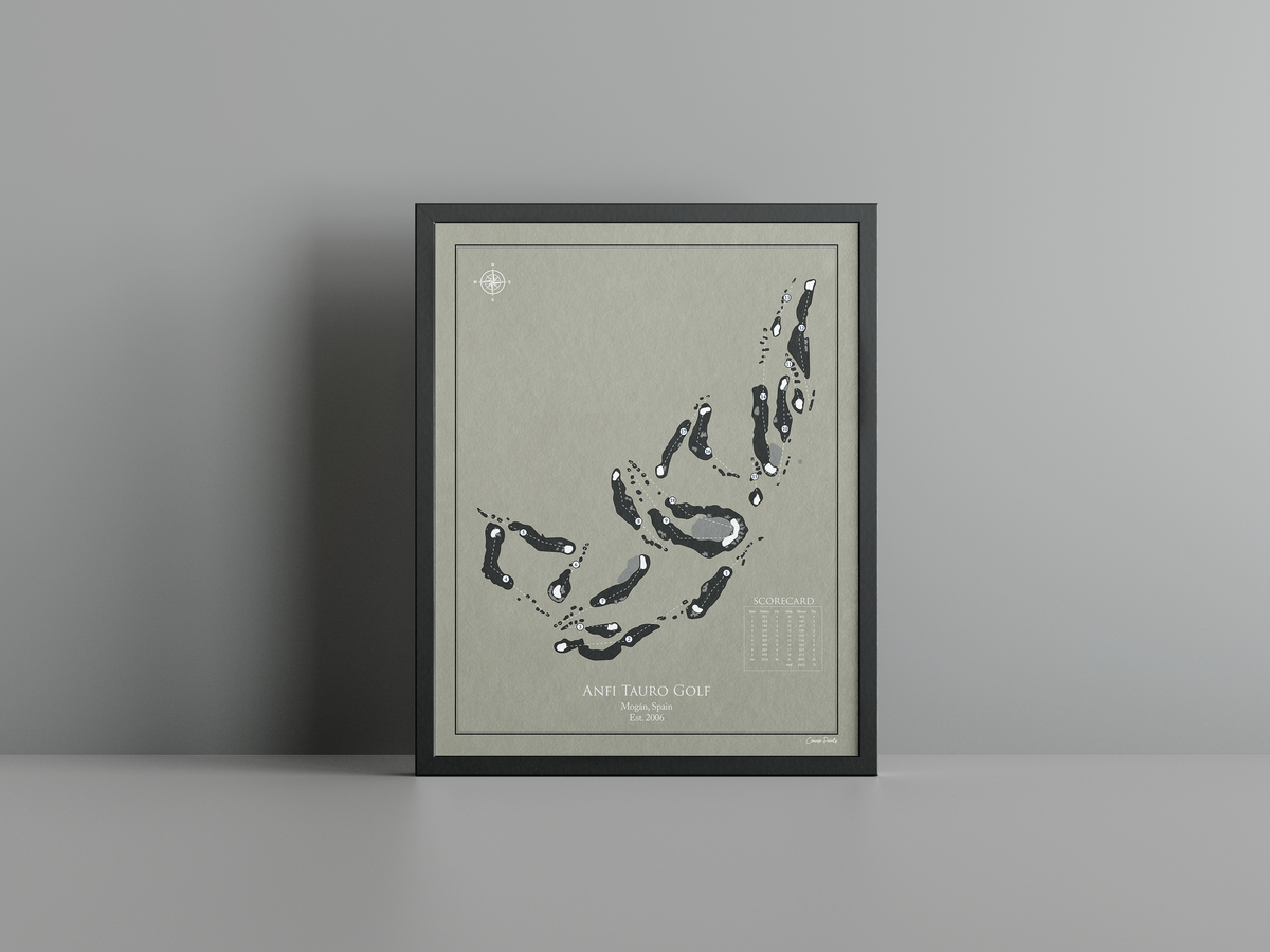 Anfi Tauro Golf golf course print, brown frame