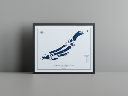 Anstruther Golf Club golf course print, blue frame