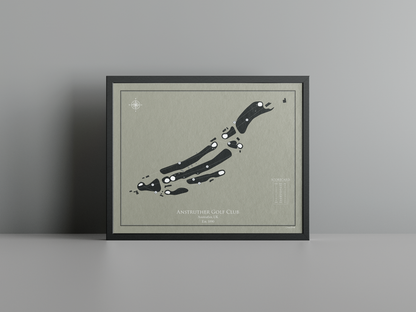 Anstruther Golf Club golf course print, brown frame