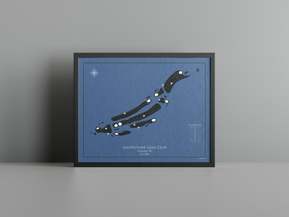 Anstruther Golf Club golf course print, navy frame