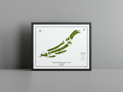Anstruther Golf Club golf course print, white frame