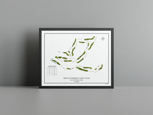 Arcos Gardens Golf Club golf course print, white frame