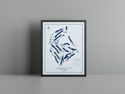 Aronimink Golf Club golf course print, blue frame