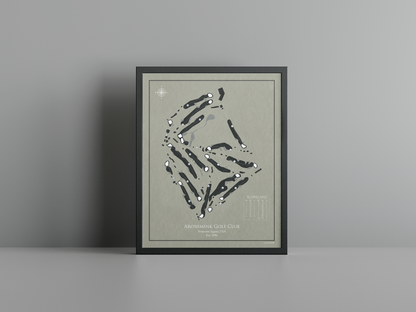 Aronimink Golf Club golf course print, brown frame