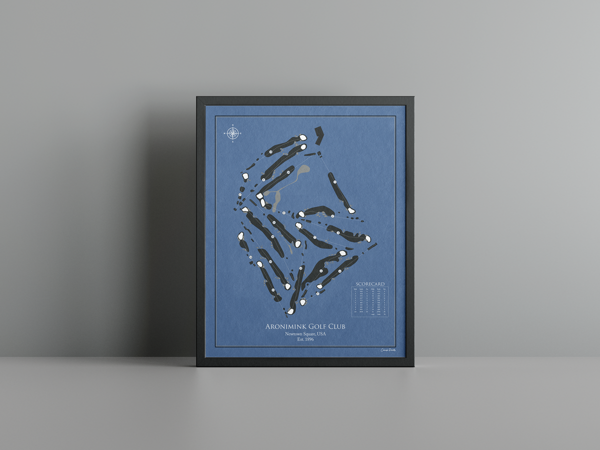 Aronimink Golf Club golf course print, navy frame