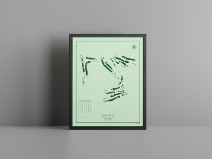 Aura Golf golf course print, green frame