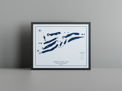 Avernas Golf Club golf course print, blue frame