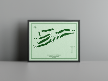 Avernas Golf Club golf course print, green frame
