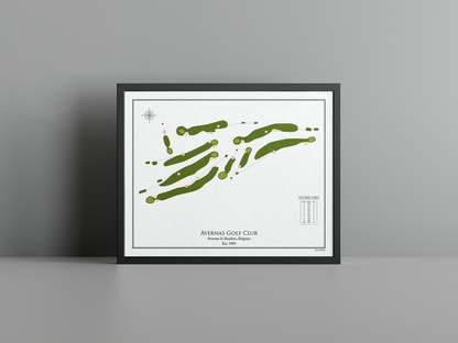 Avernas Golf Club golf course print, white frame