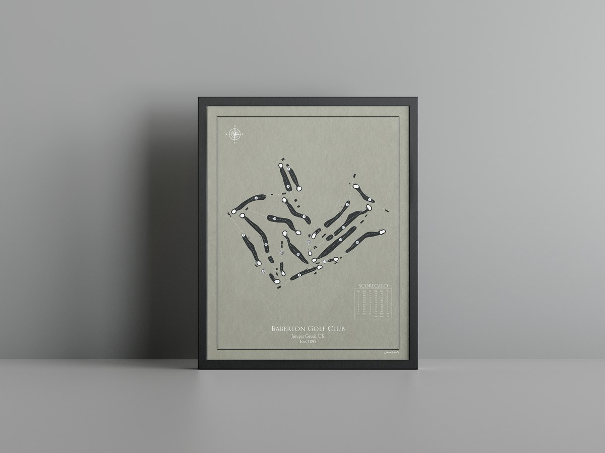 Baberton Golf Club golf course print, brown frame