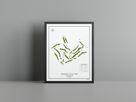 Baberton Golf Club golf course print, white frame