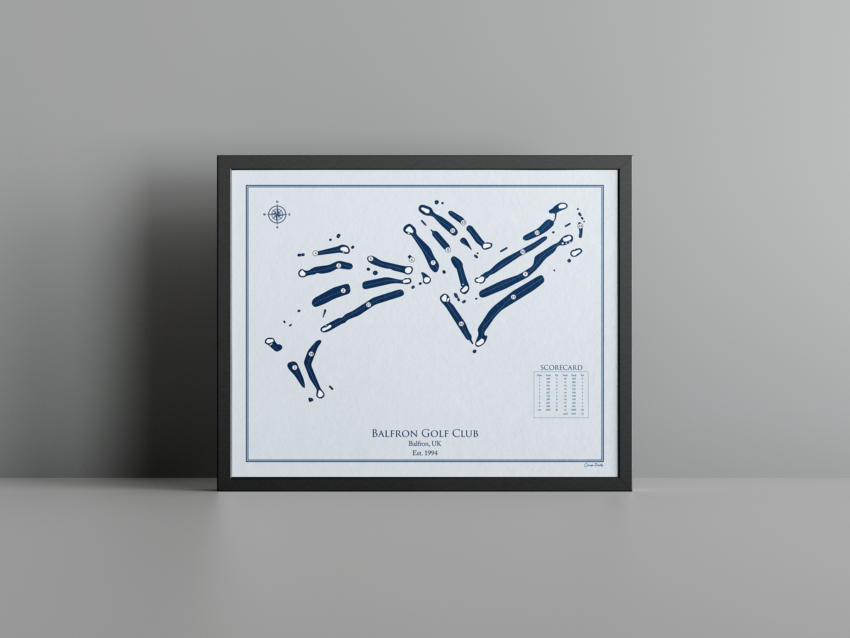 Balfron Golf Club golf course print, blue frame