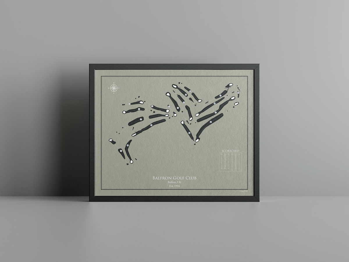 Balfron Golf Club golf course print, brown frame
