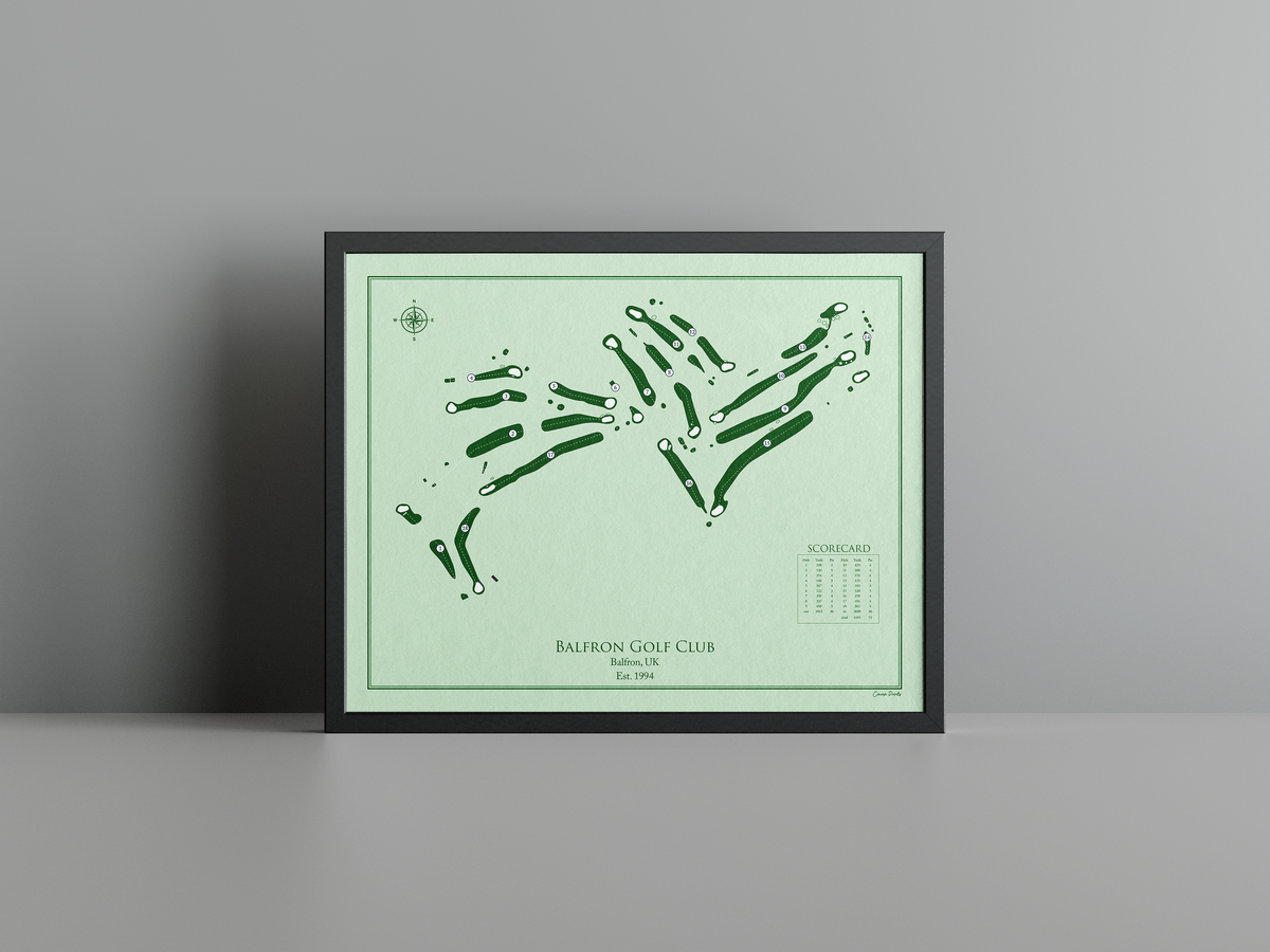 Balfron Golf Club golf course print, green frame