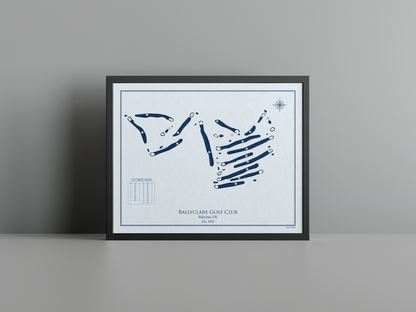 Ballyclare Golf Club golf course print, blue frame