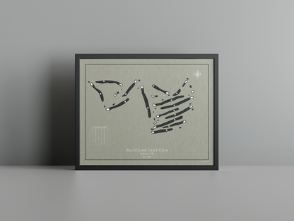 Ballyclare Golf Club golf course print, brown frame