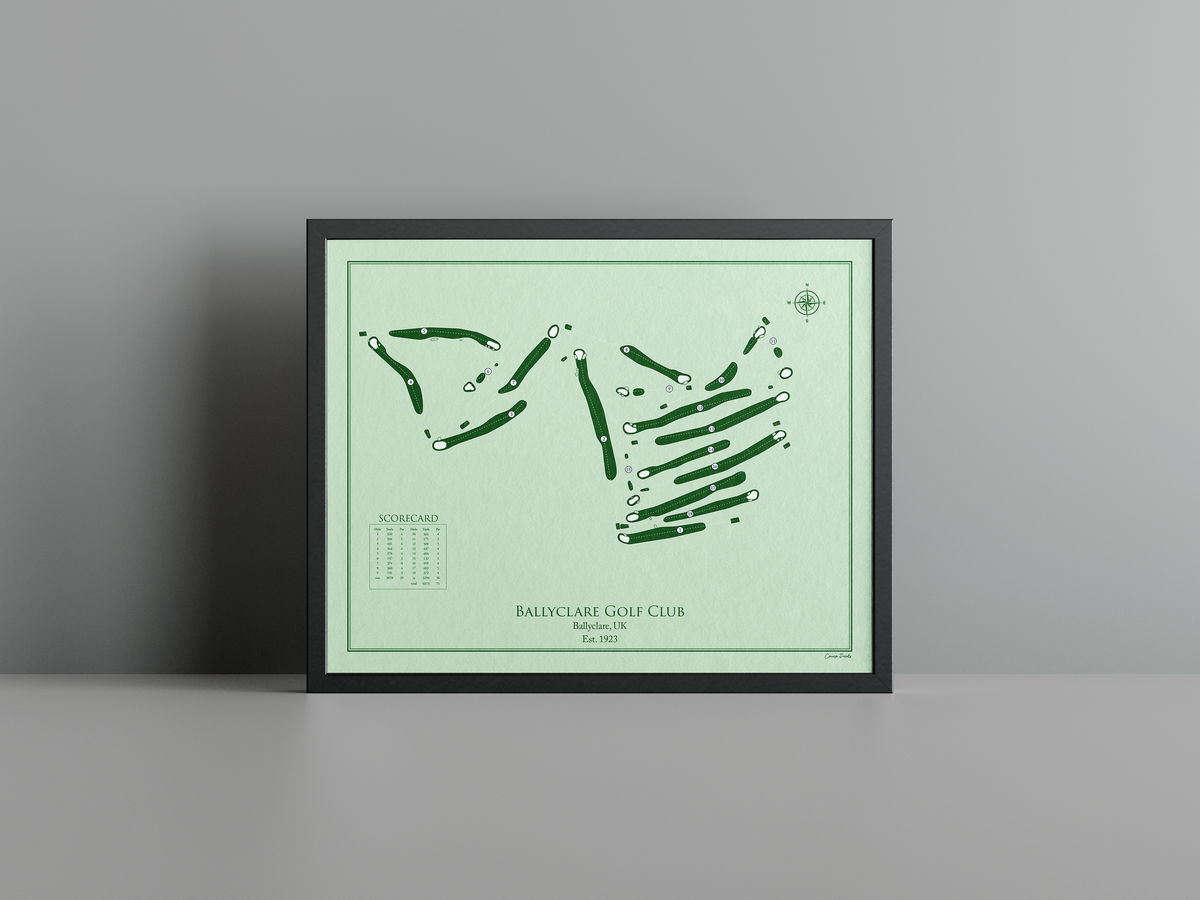 Ballyclare Golf Club golf course print, green frame