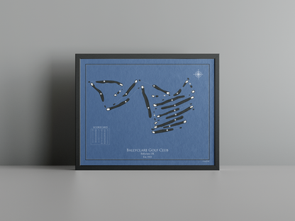 Ballyclare Golf Club golf course print, navy frame