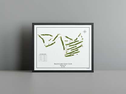 Ballyclare Golf Club golf course print, white frame