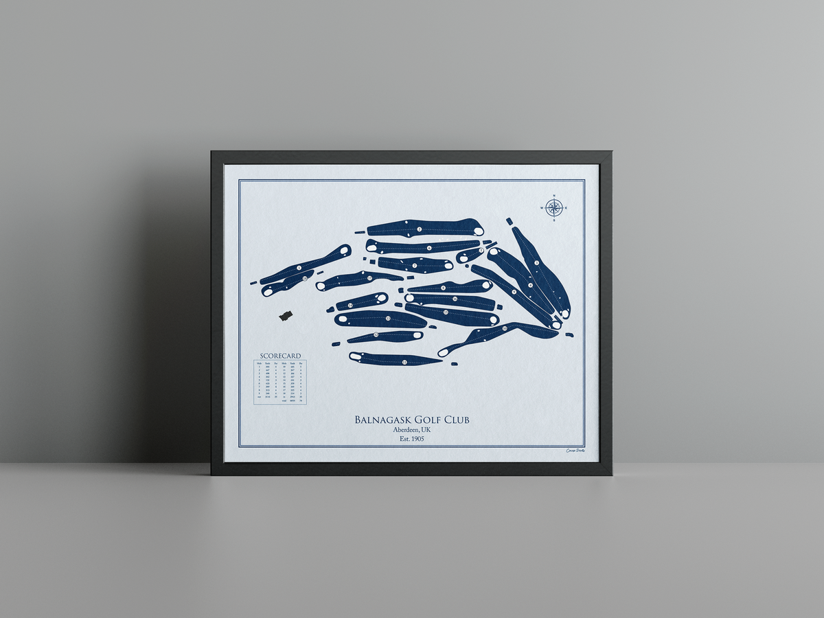 Balnagask Golf Club golf course print, blue frame