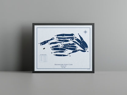 Balnagask Golf Club golf course print, blue frame