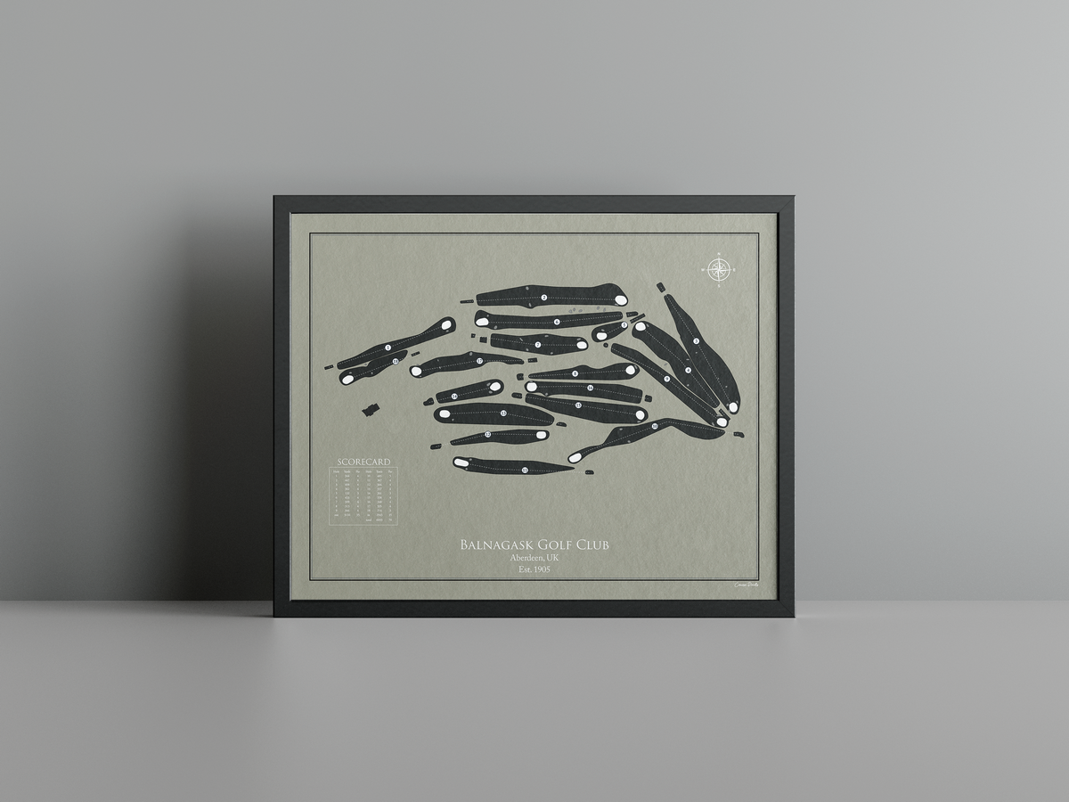 Balnagask Golf Club golf course print, brown frame
