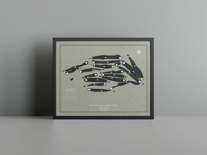 Balnagask Golf Club golf course print, brown frame