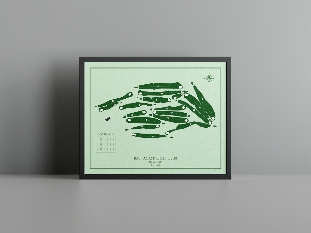 Balnagask Golf Club golf course print, green frame