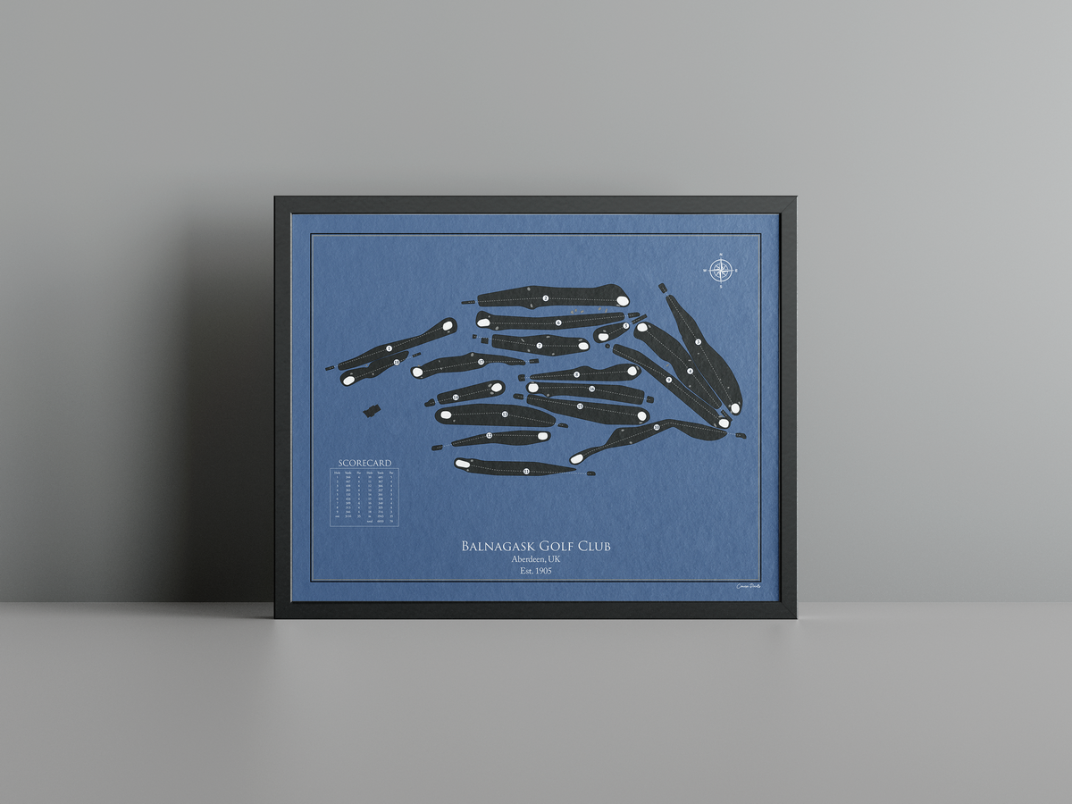 Balnagask Golf Club golf course print, navy frame