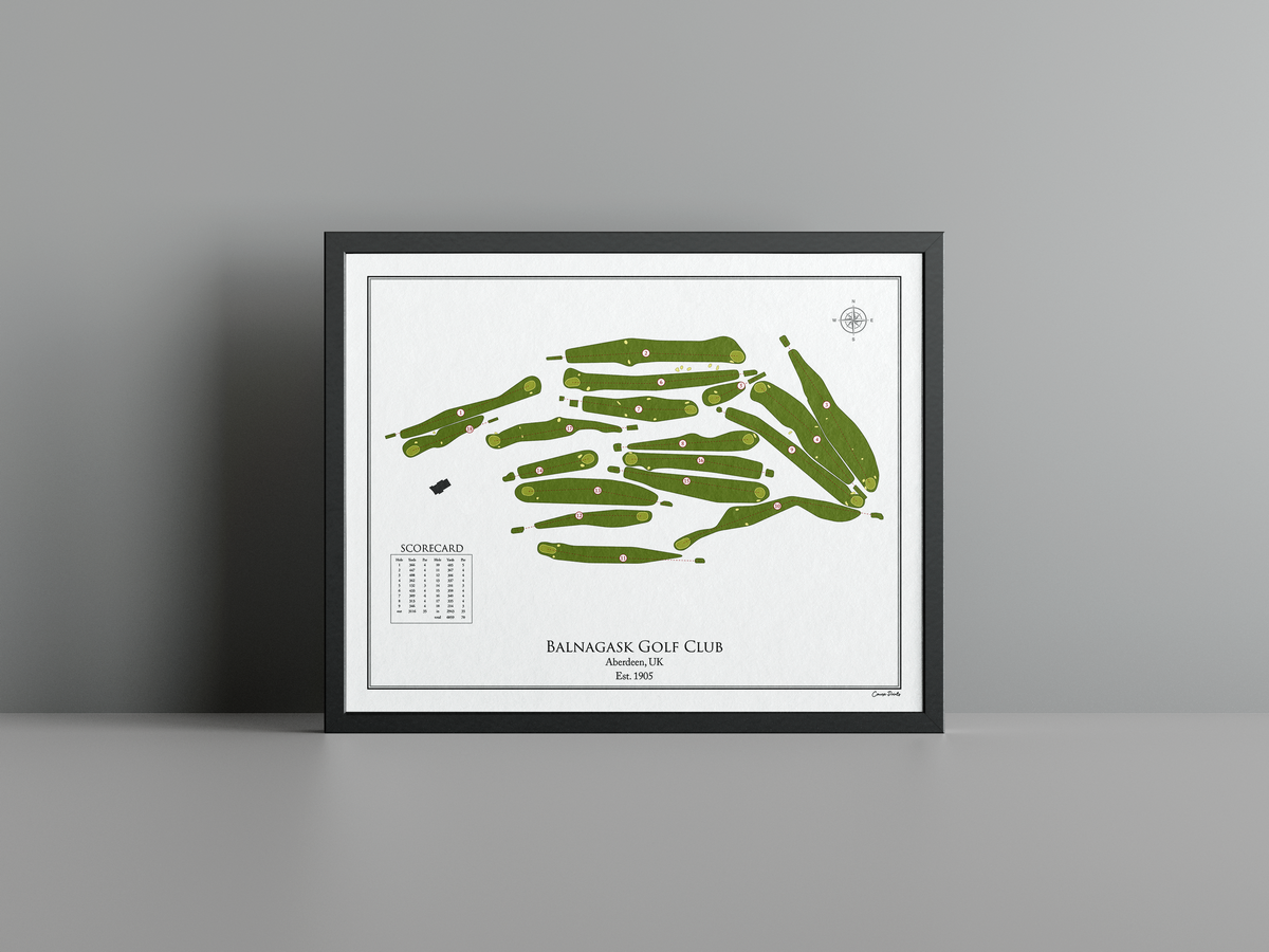 Balnagask Golf Club golf course print, white frame