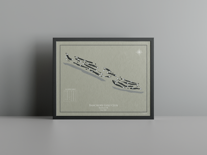 Banchory Golf Club golf course print, brown frame