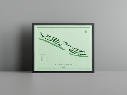 Banchory Golf Club golf course print, green frame