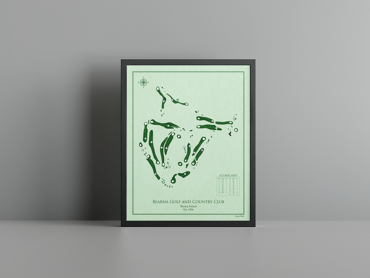Bearna Golf and Country Club golf course print, green frame