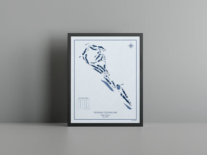 Bodens Golfklubb golf course print, blue frame
