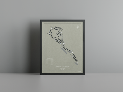 Bodens Golfklubb golf course print, brown frame