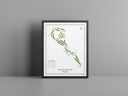 Bodens Golfklubb golf course print, white frame