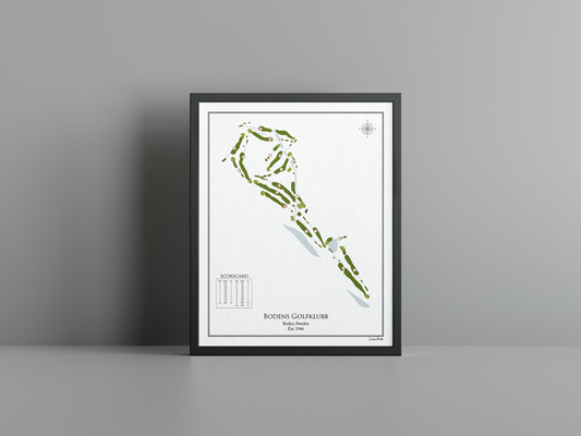 Bodens Golfklubb golf course print, white frame